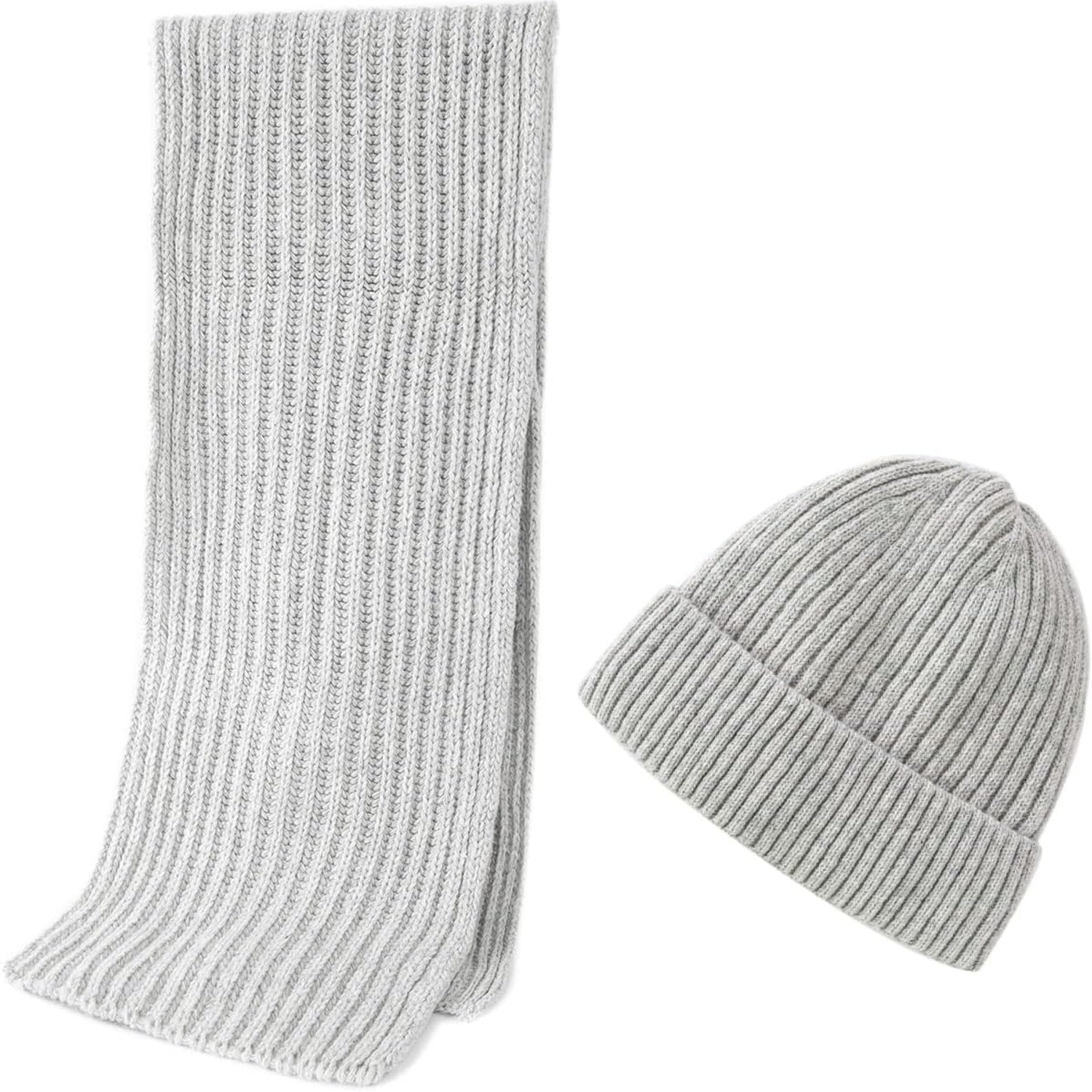 Merino Wool Cable Knit Beanie and Scarf Set