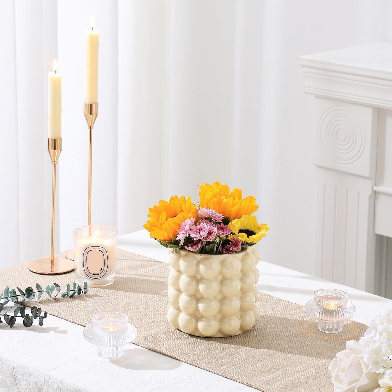 Beige Bubble Ceramic Vase: image 3