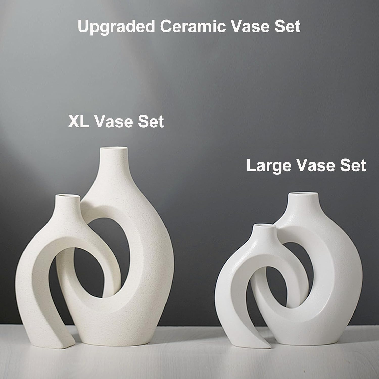 Beige Hollow Ceramic Vases Set of 2