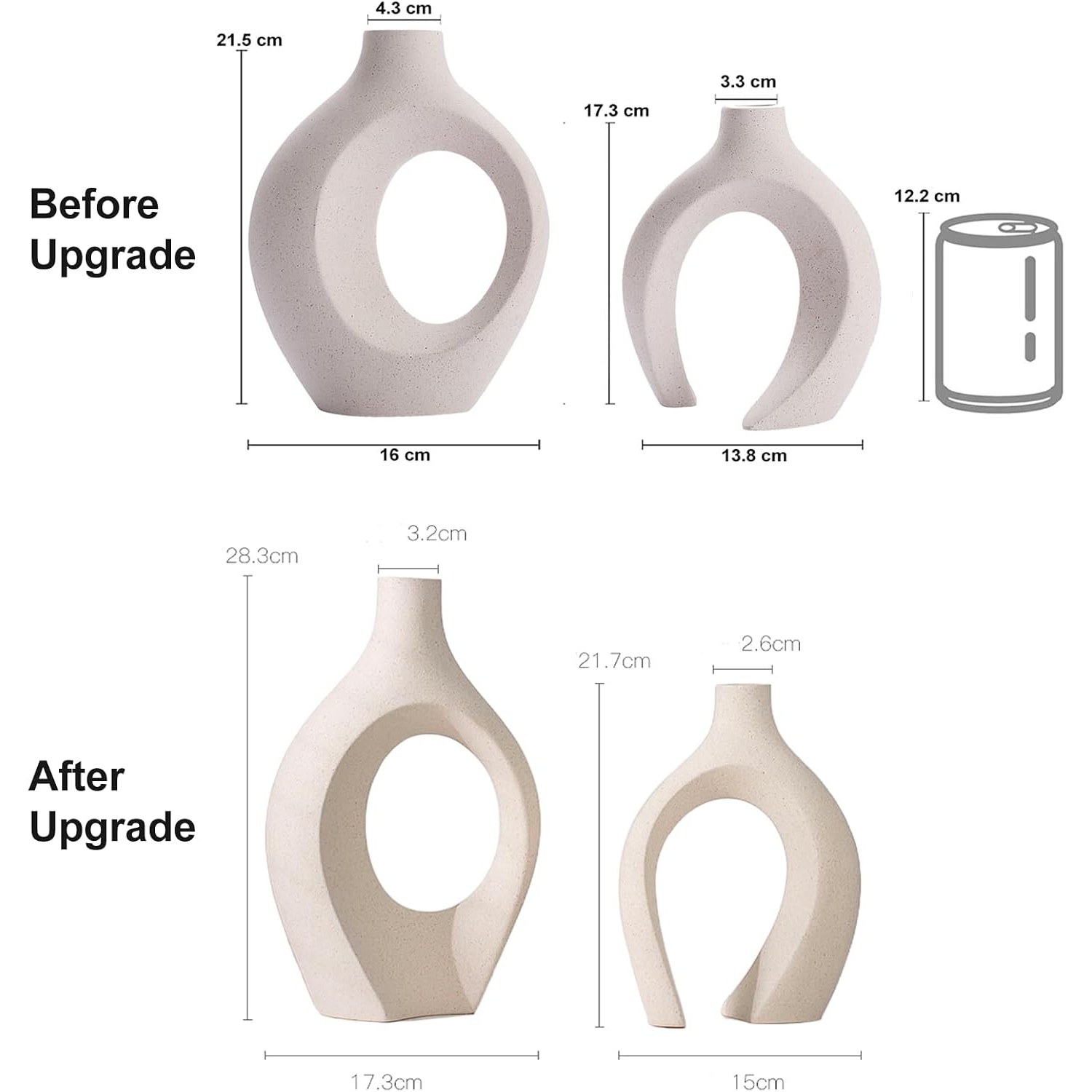 Beige Hollow Ceramic Vases Set of 2