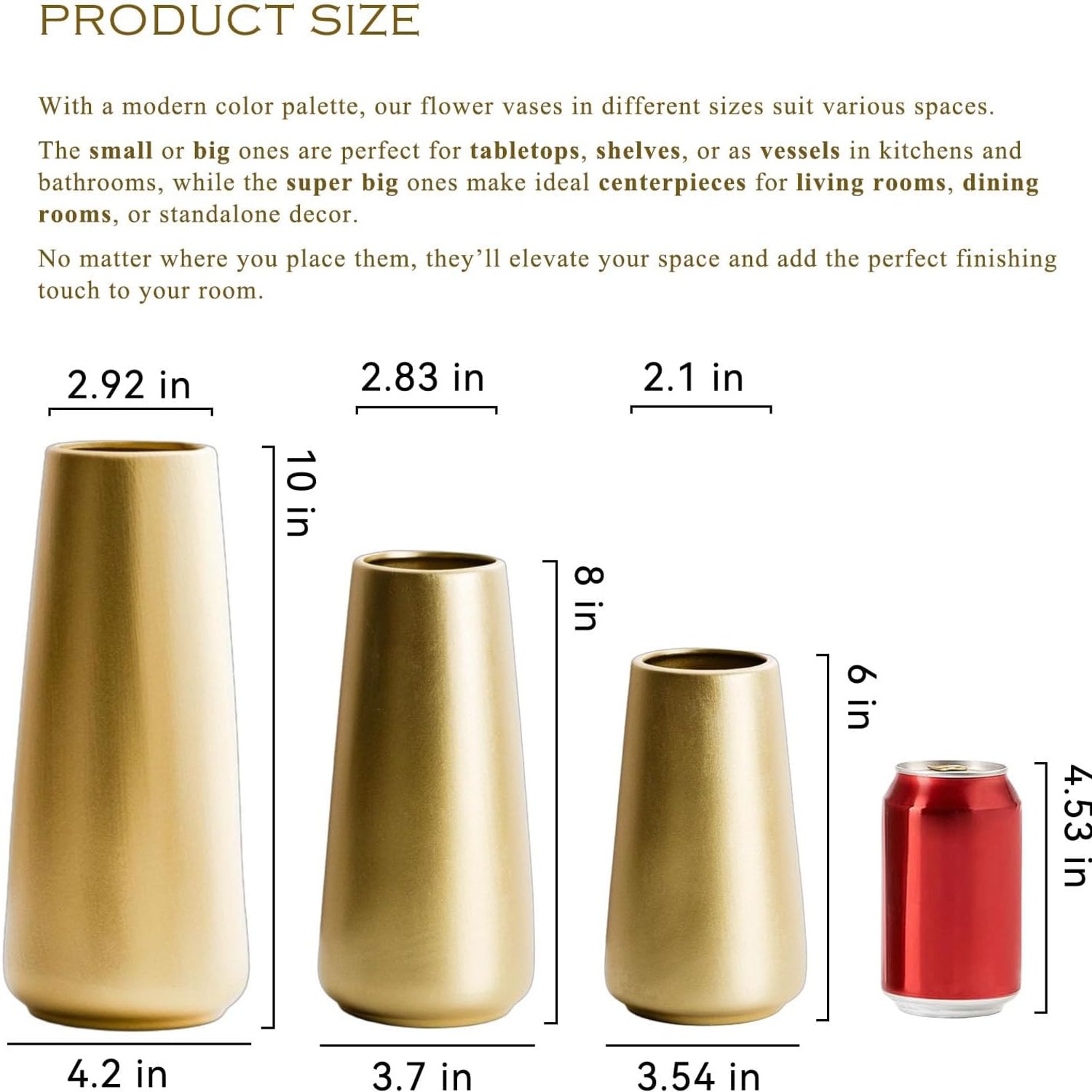 Light Gold Ceramic Vase 25 cm: image 3