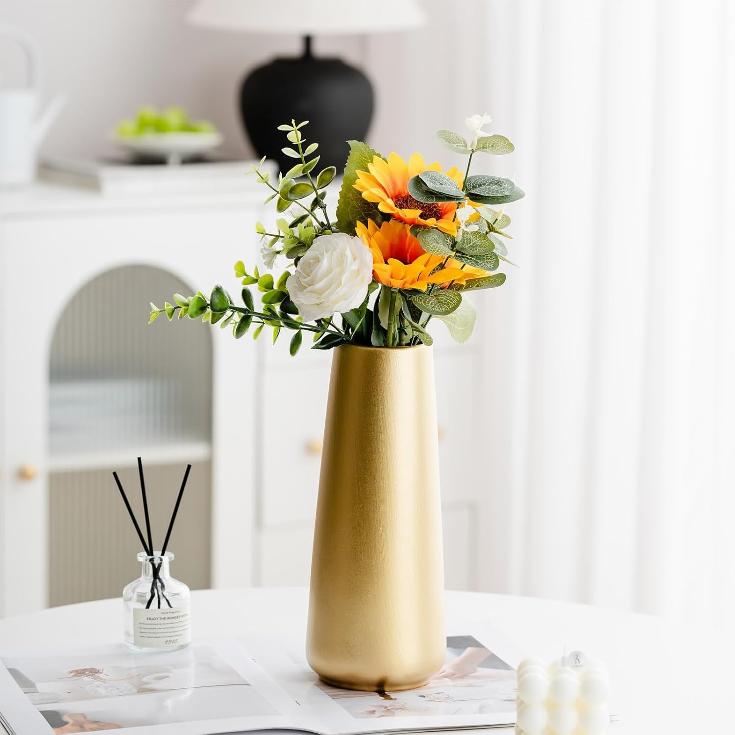 Light Gold Ceramic Vase 25 cm: image 5