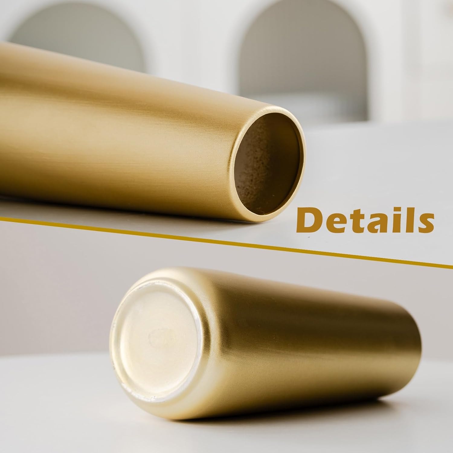 Light Gold Ceramic Vase 25 cm: image 6