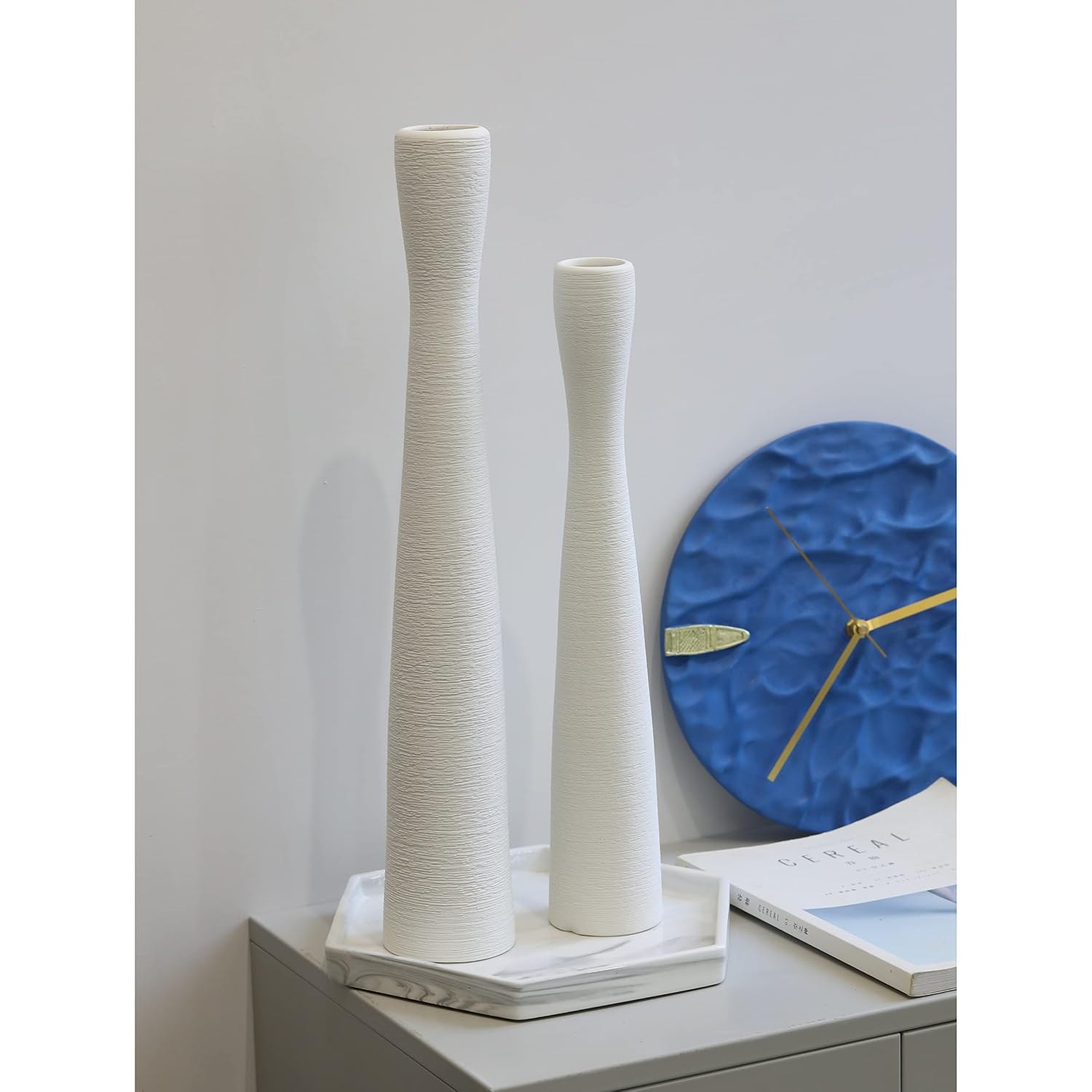 Tall White Ceramic Floor Vase 50 cm: image 6