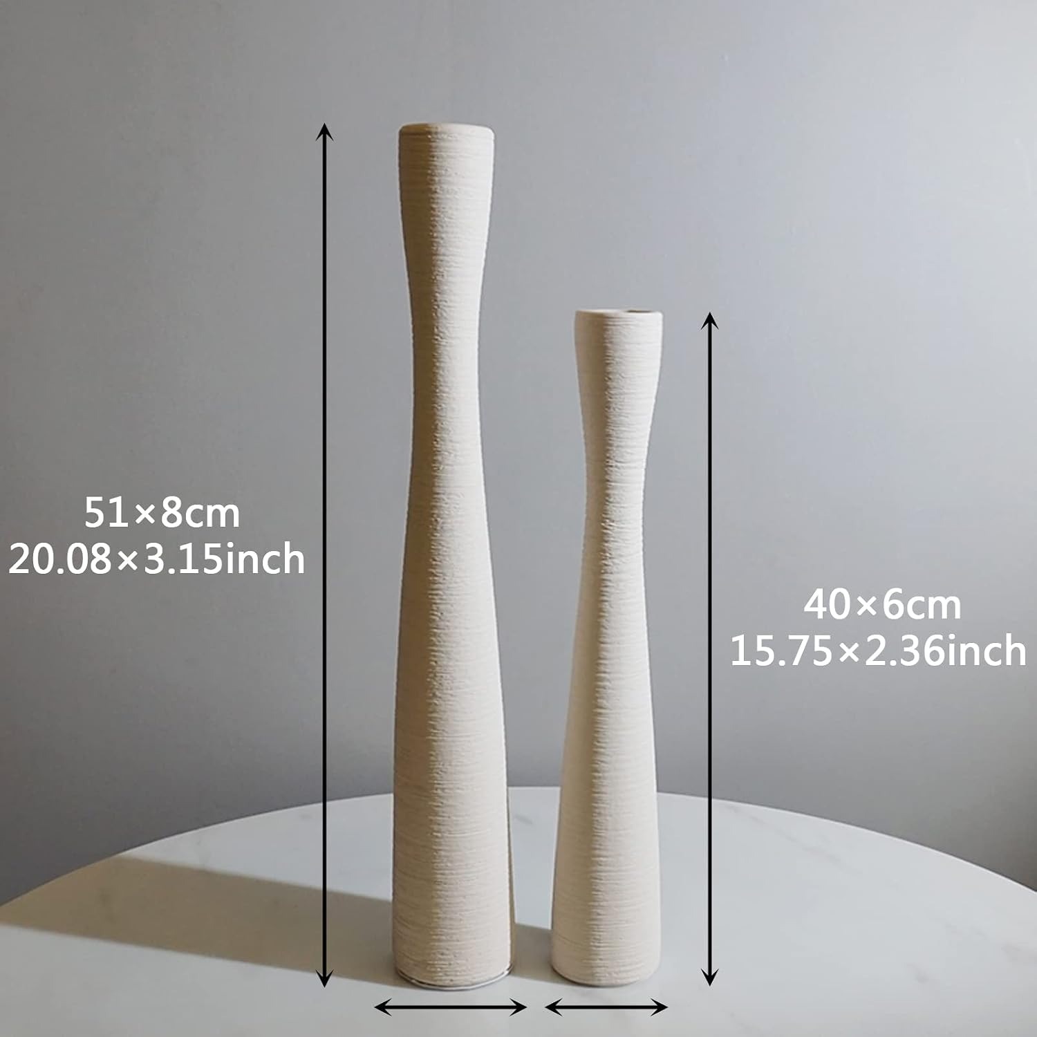 Tall White Ceramic Floor Vase 50 cm: image 8