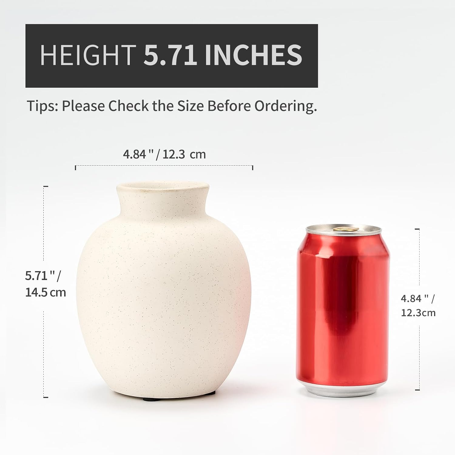 White Rustic Ceramic Vase 15 cm: image 3