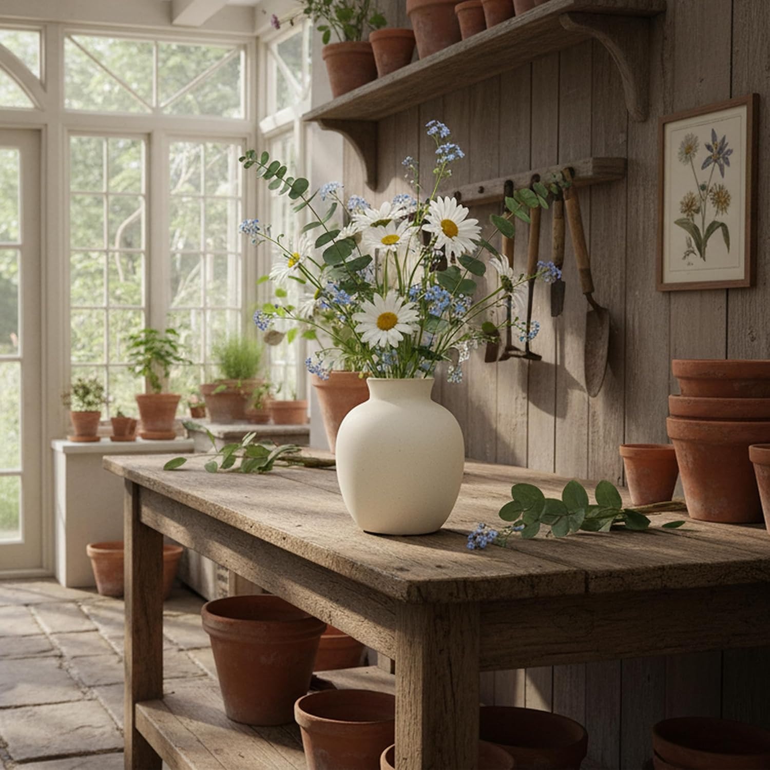 White Rustic Ceramic Vase 15 cm: image 7