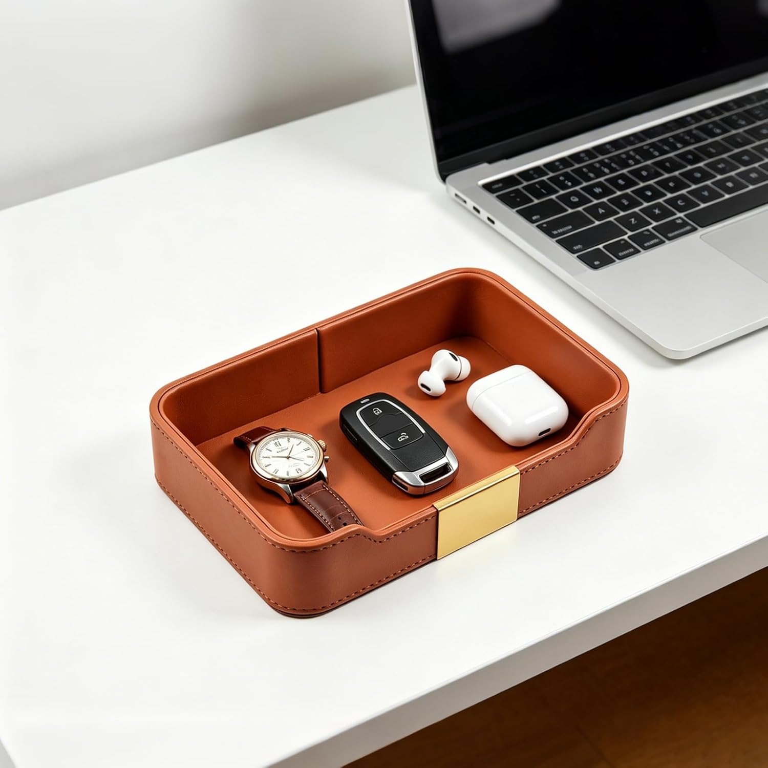 Faux Leather Desk Tray Catchall: image 8