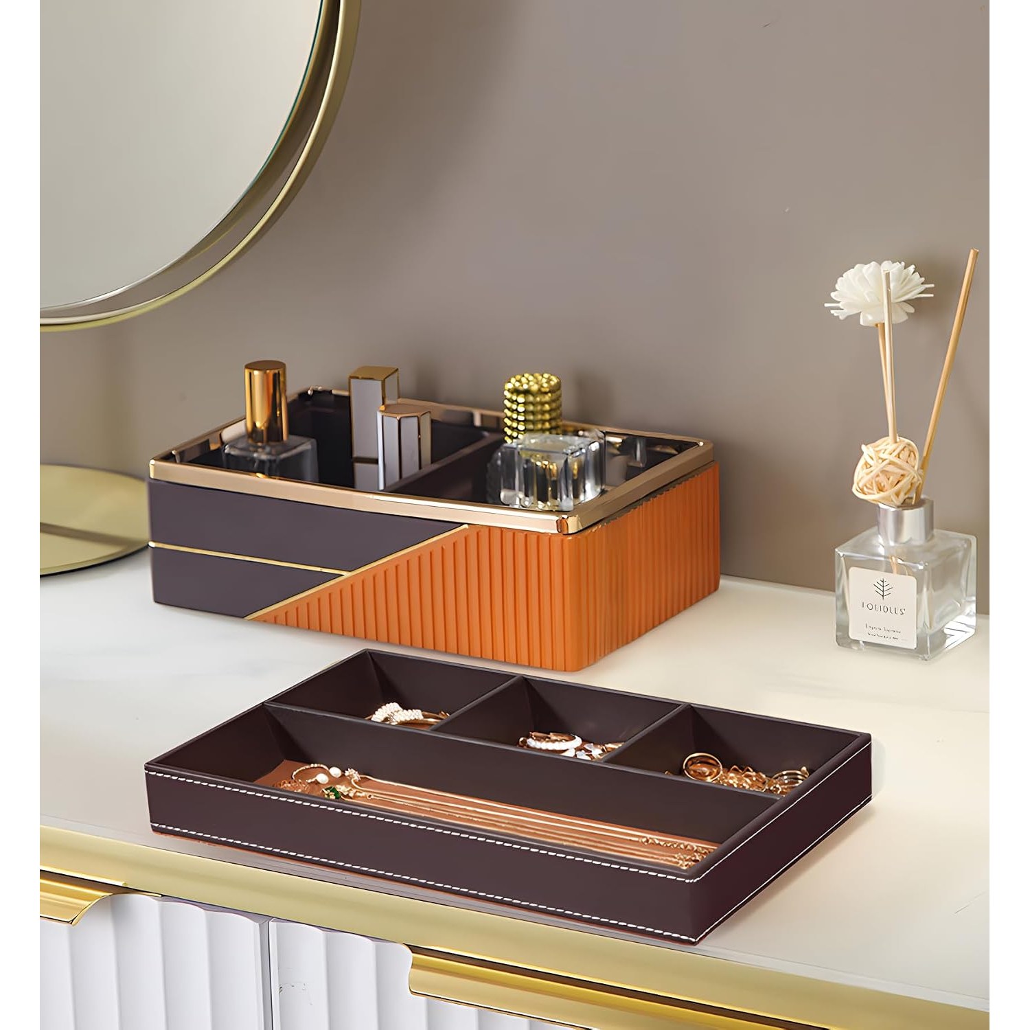 Faux Leather Storage Tray with 4 Compartments: image 6