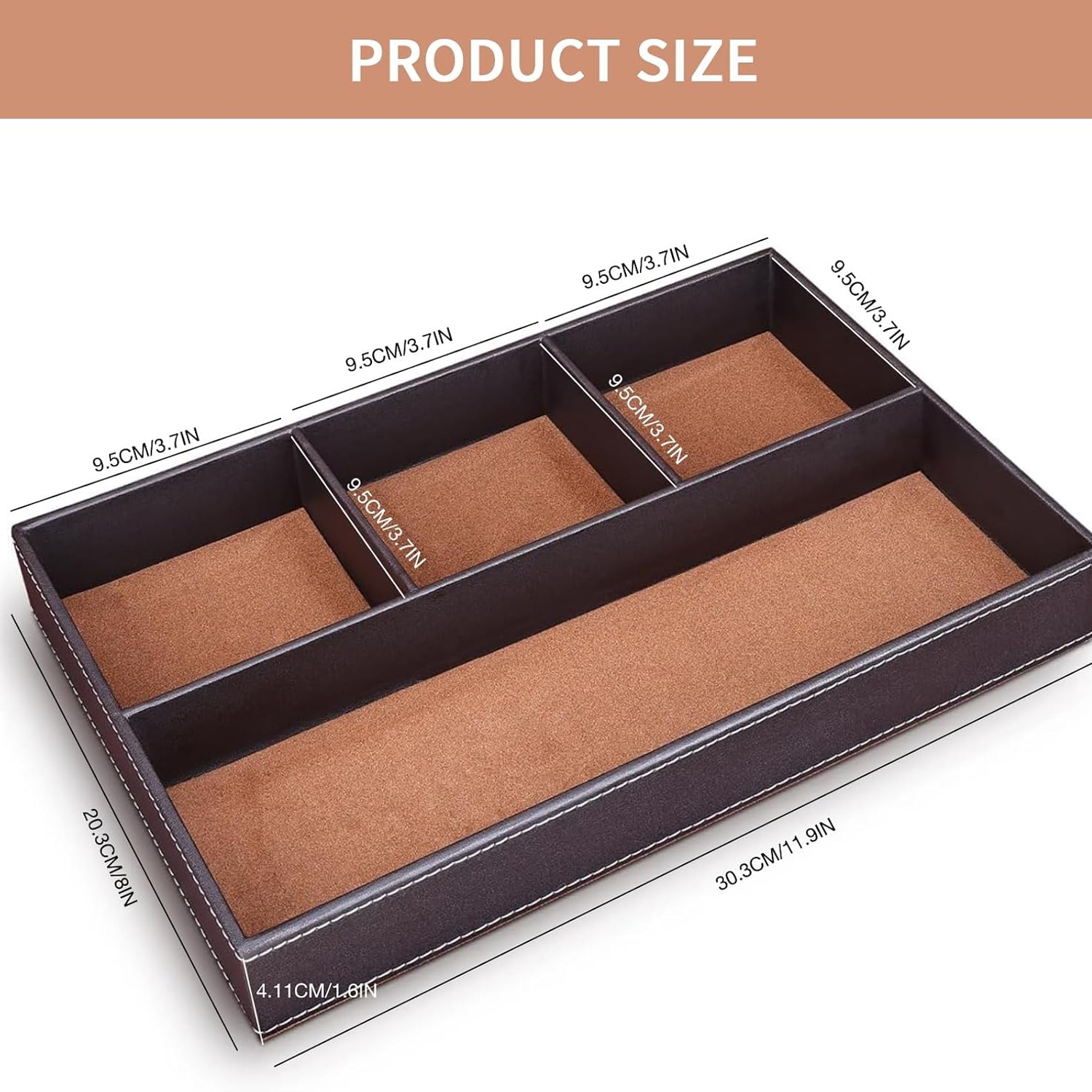 Faux Leather Storage Tray with 4 Compartments: image 7
