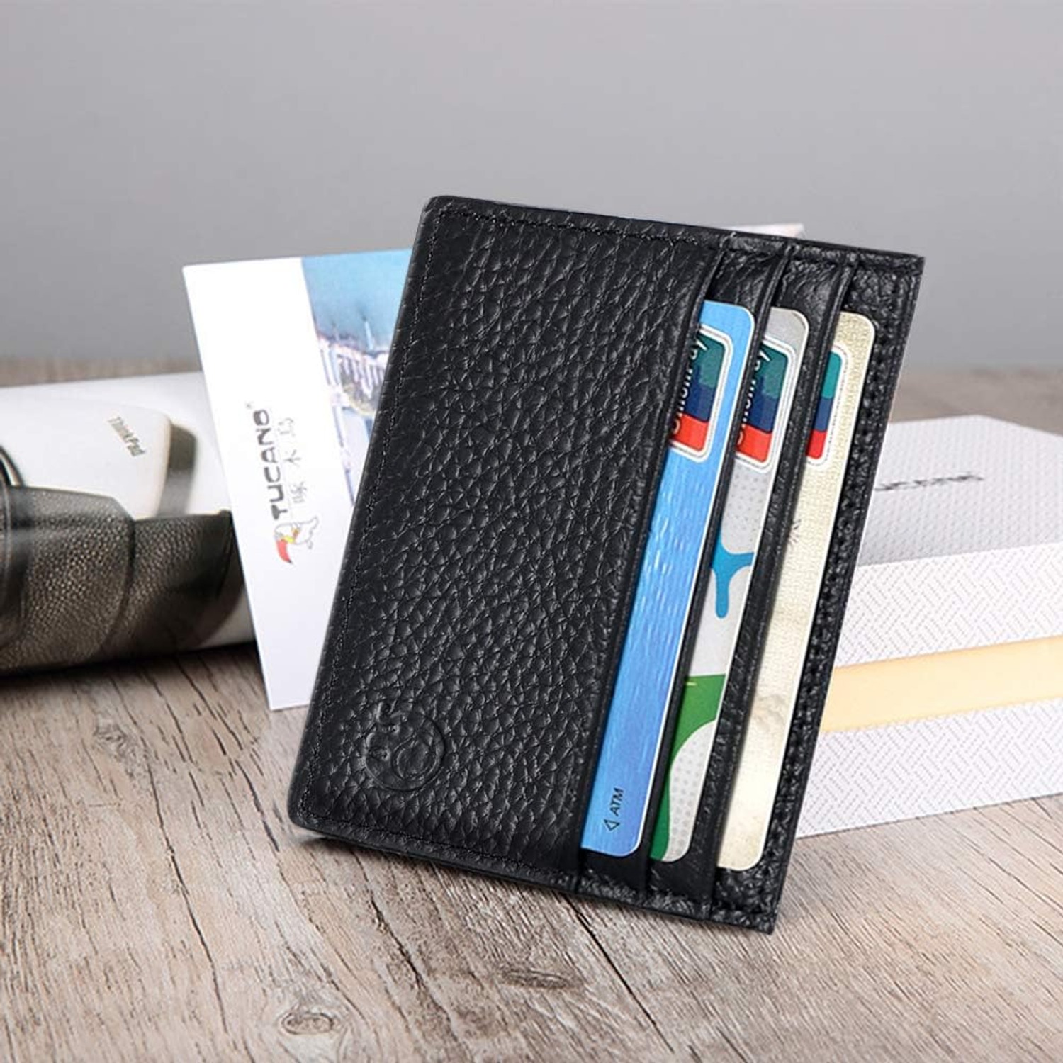 Slim Leather Wallet with Money Clip: image 5