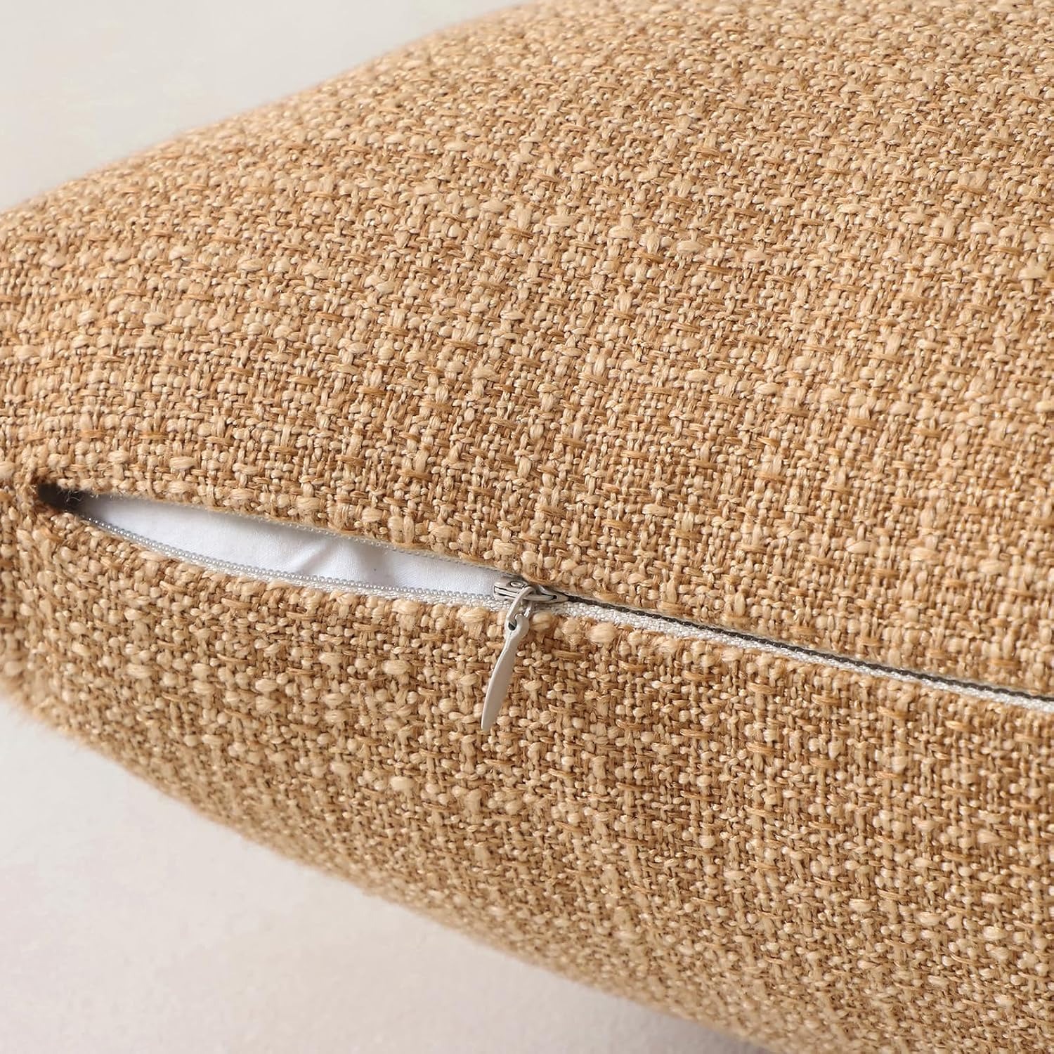 Light Brown Linen Look Cushion Covers 50 cm (2 Pack): image 3