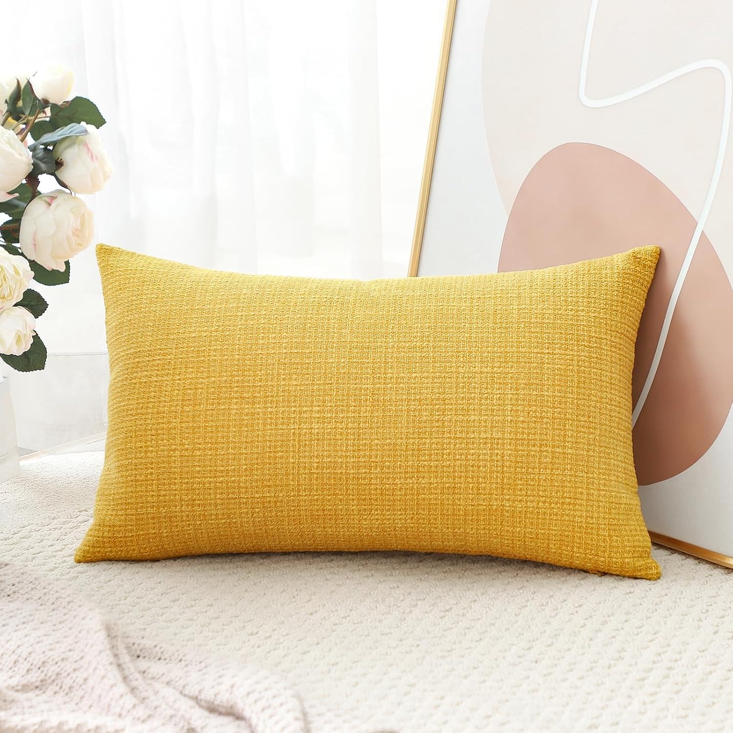 Linen Look Cushion Cover (Single, 40 x 60 cm, Polyester)