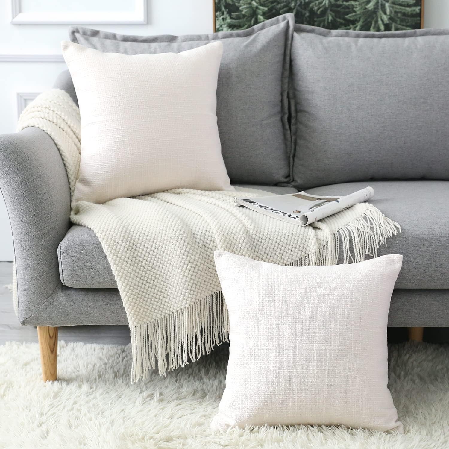 Linen Cushion Covers 45 cm, Set of 2