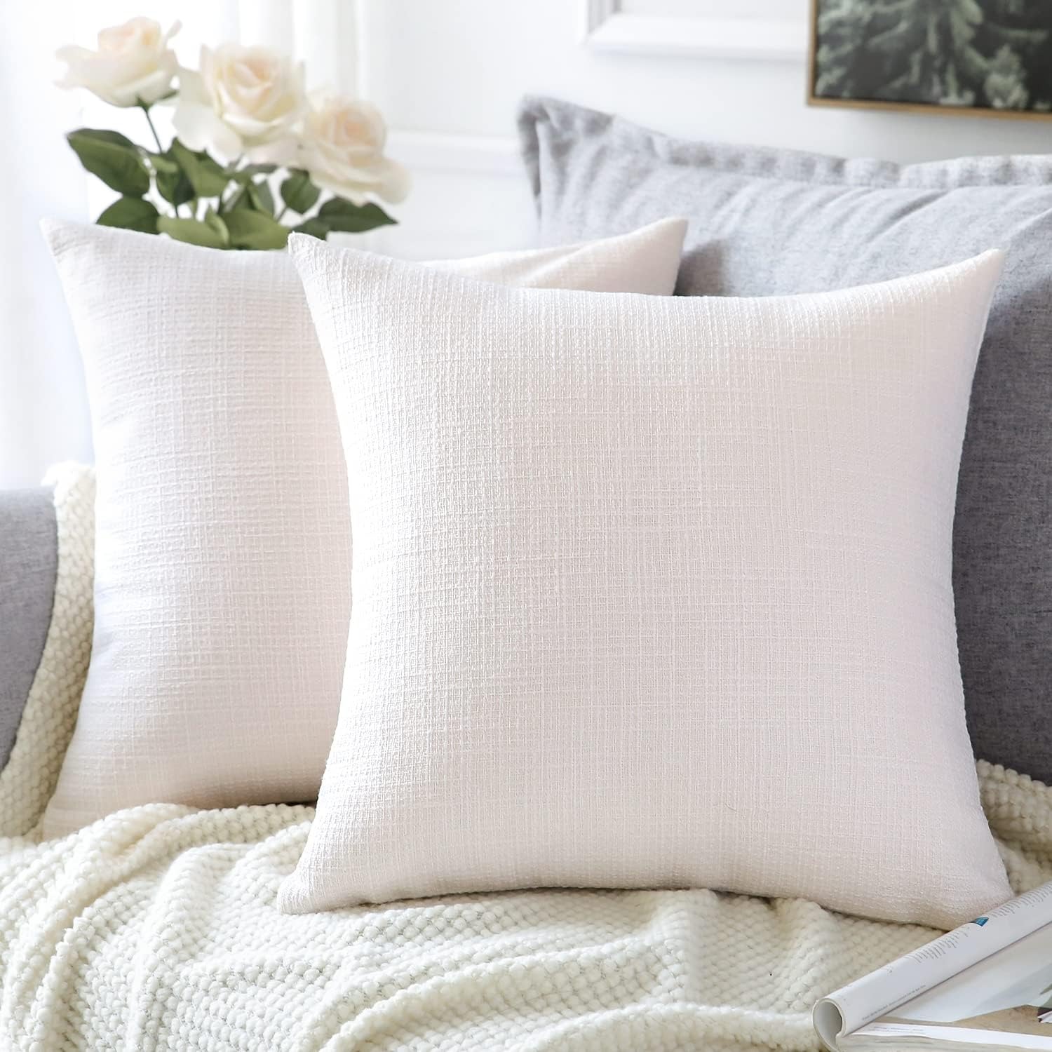 Linen Cushion Covers 45 cm, Set of 2