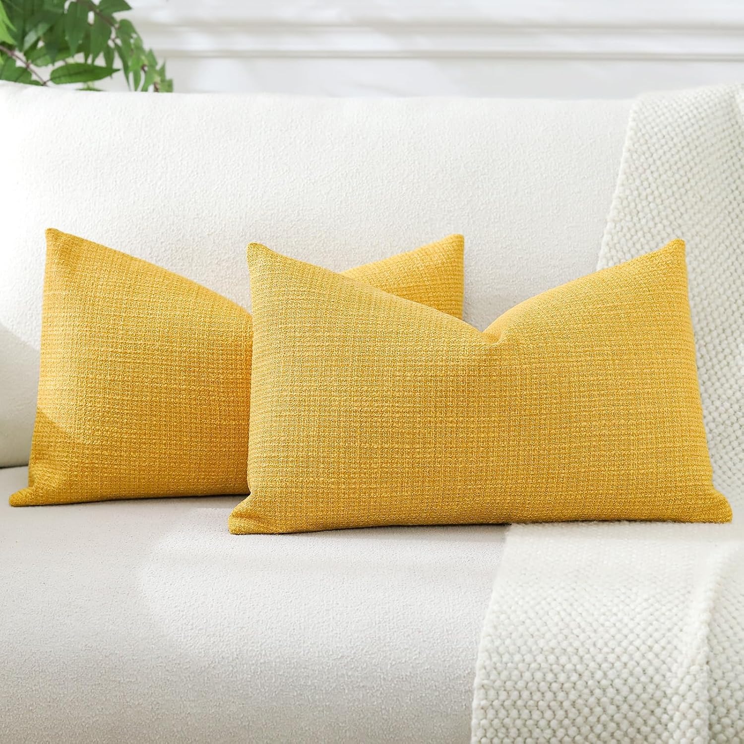 Linen Blend Lumbar Cushion Covers 30 x 50 cm (2 Pack): image 3