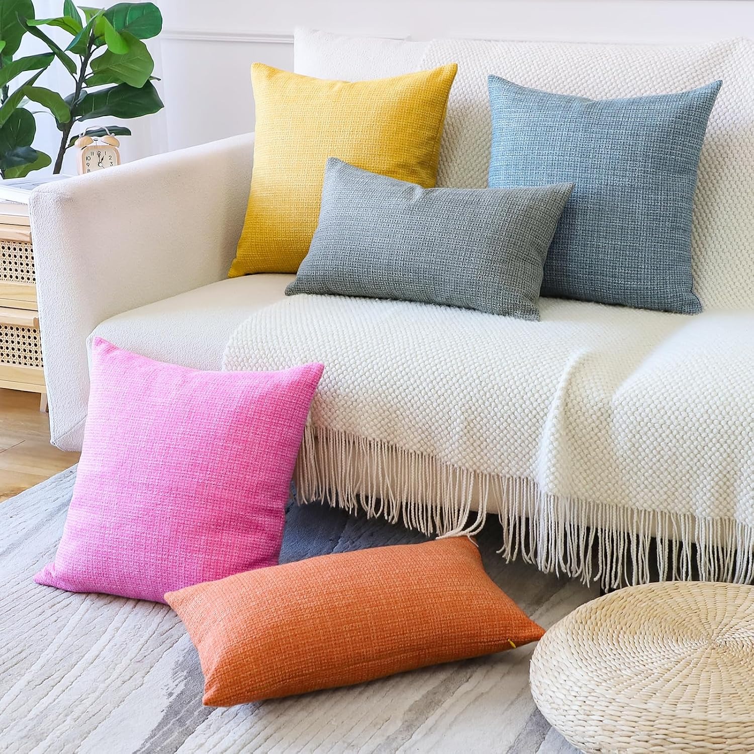 Linen Blend Lumbar Cushion Covers 30 x 50 cm (2 Pack): image 5