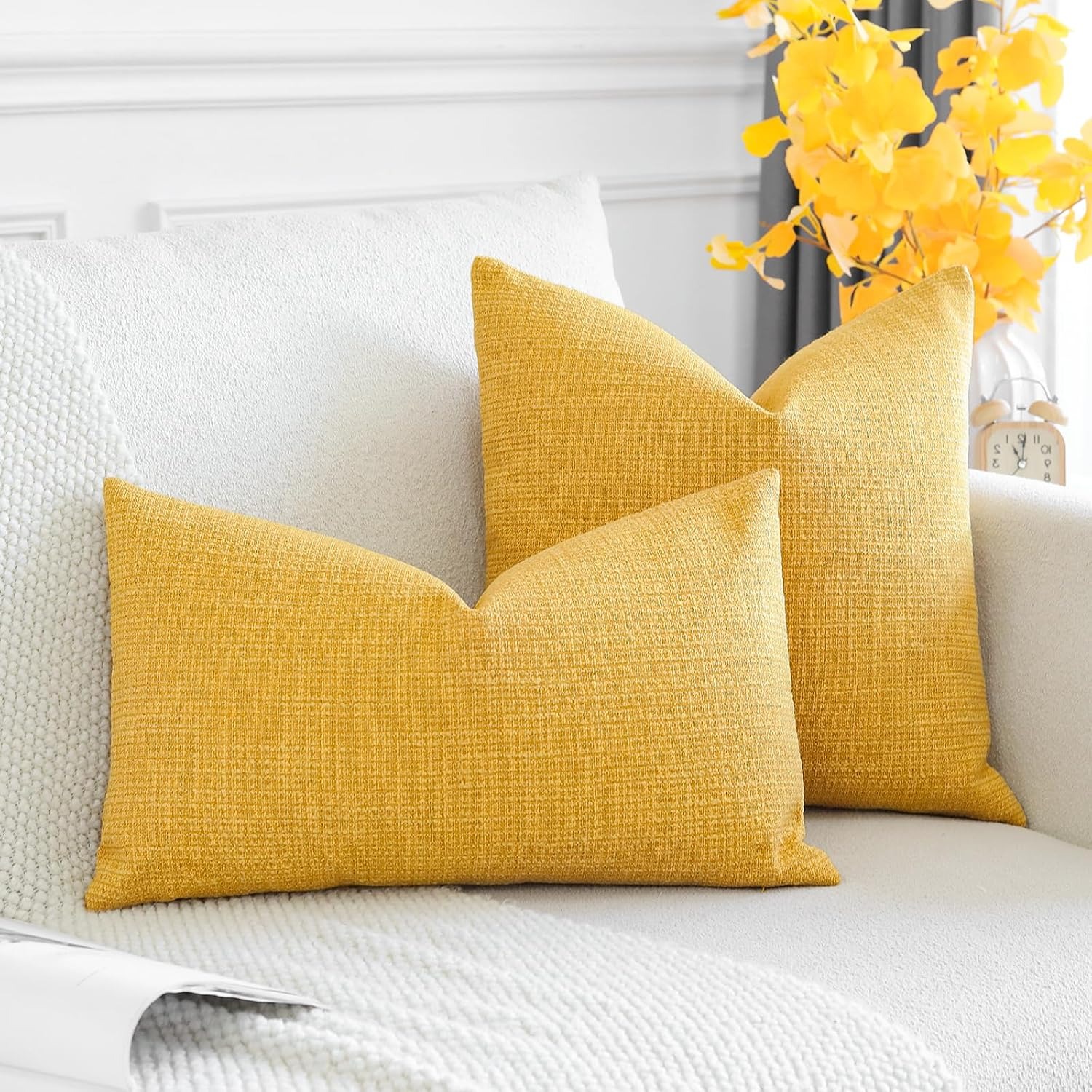 Linen Blend Lumbar Cushion Covers 30 x 50 cm (2 Pack): image 6