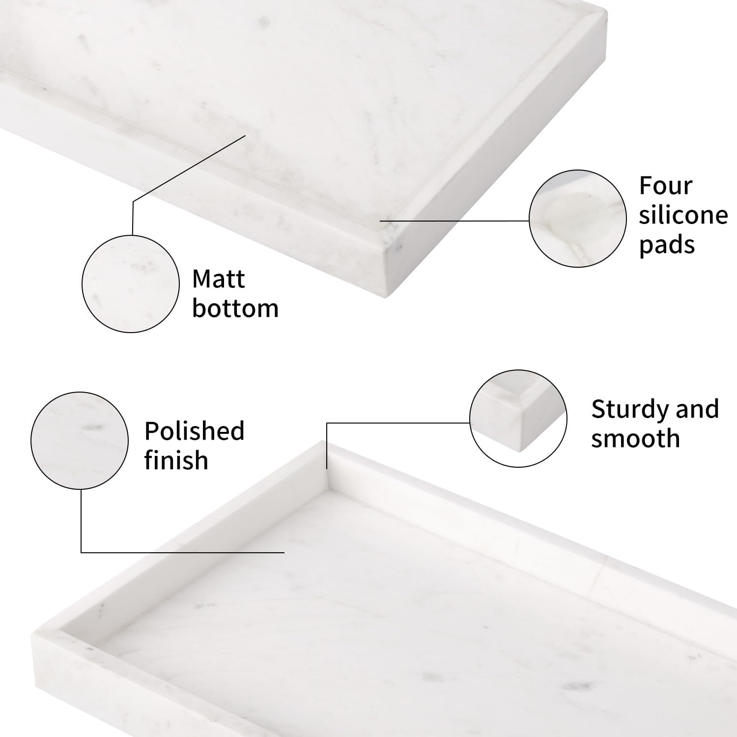 Natural Marble Vanity Tray 30 x 20 cm