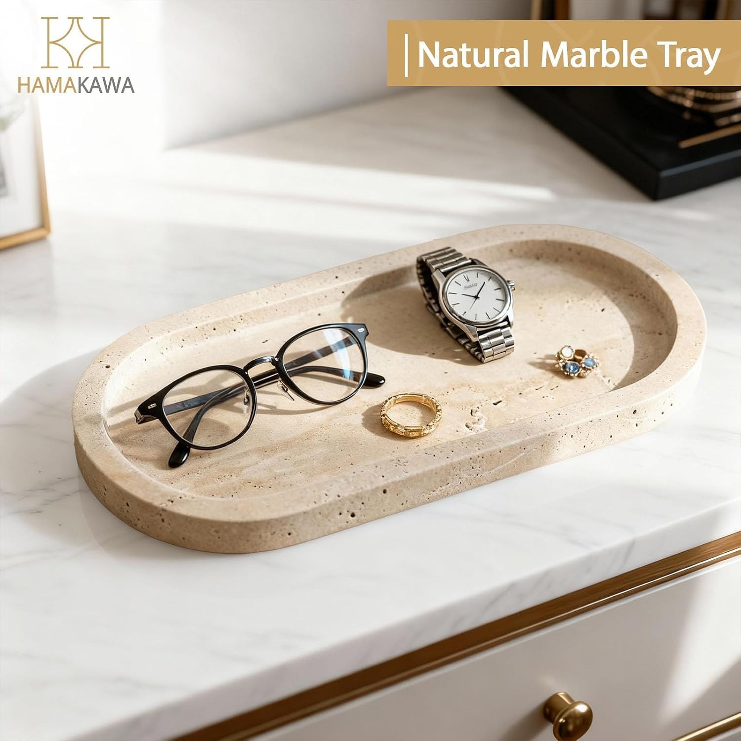 Oval Travertine Vanity Tray: image 2