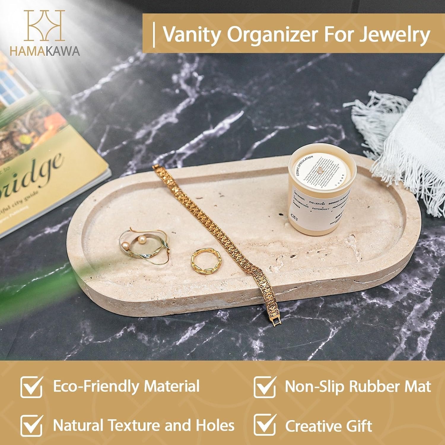 Oval Travertine Vanity Tray: image 4