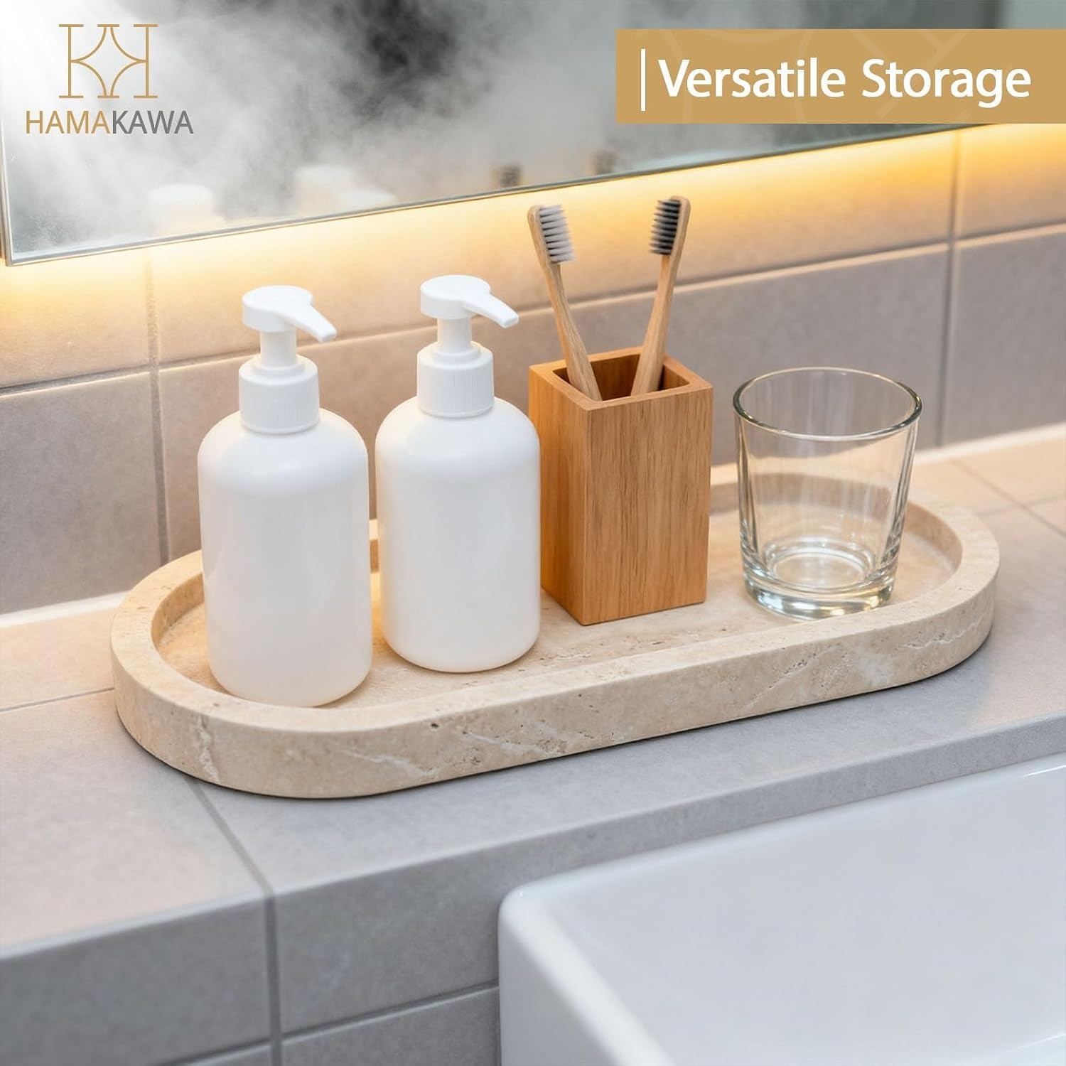 Oval Travertine Vanity Tray: image 6
