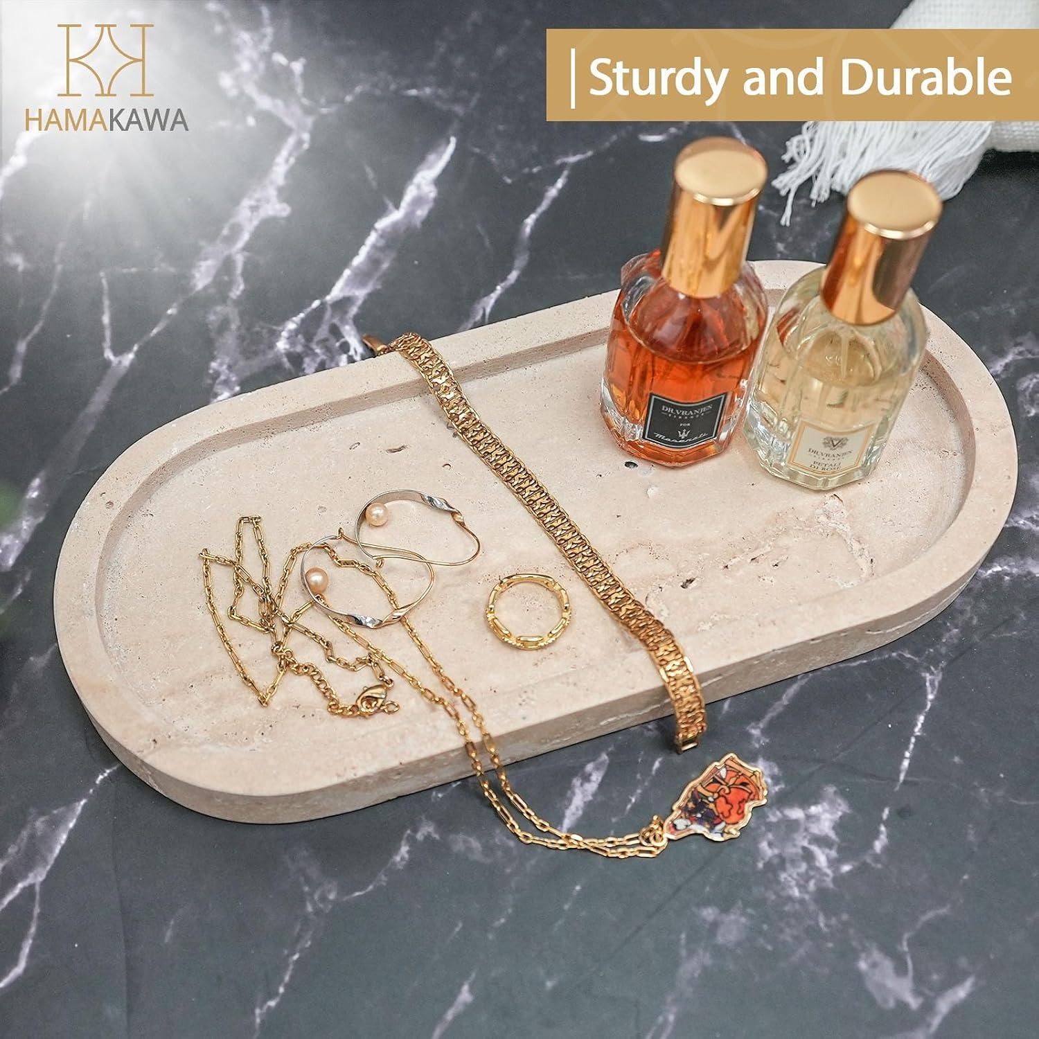 Oval Travertine Vanity Tray: image 9