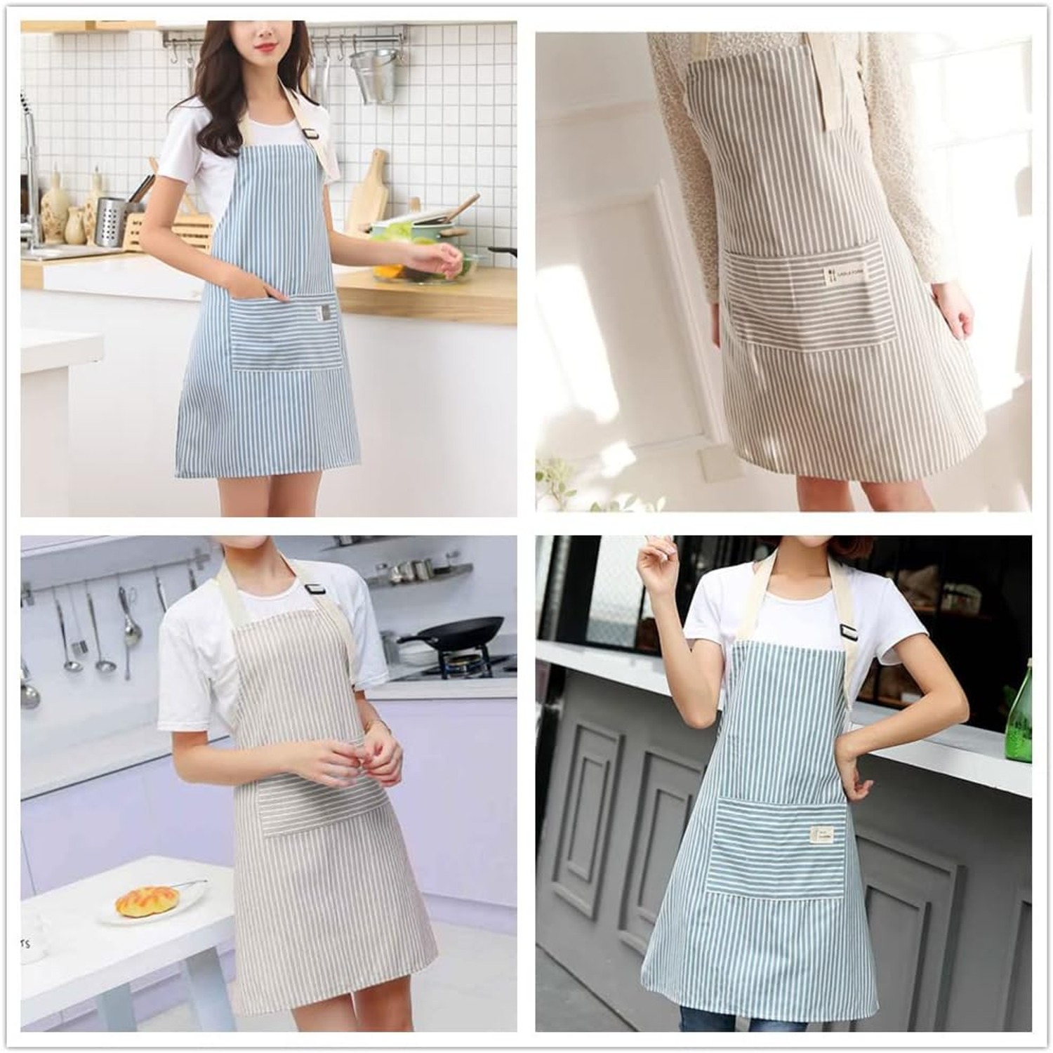 Striped Linen Apron 2 Pack with Pockets: image 2