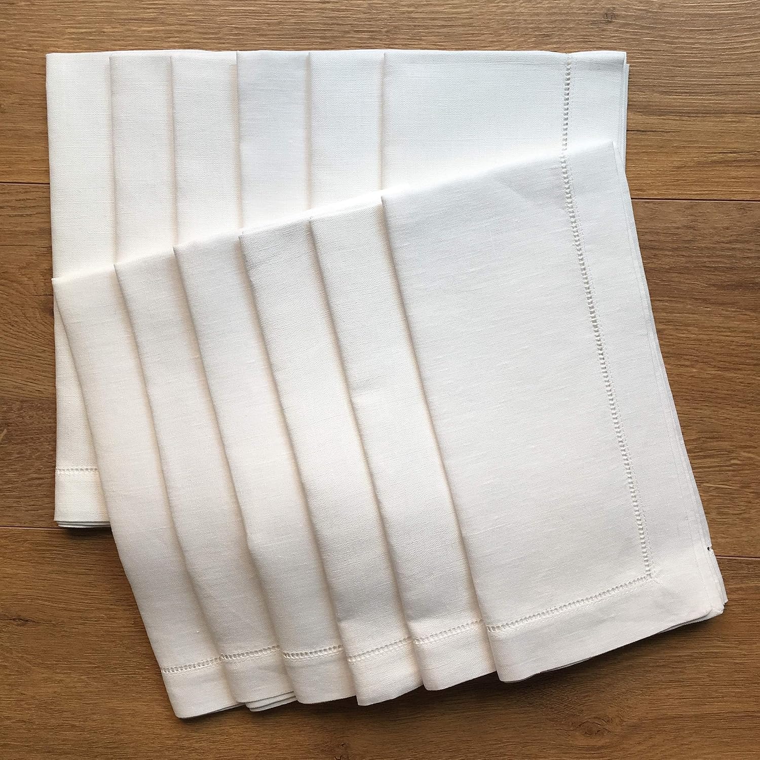 White Linen Hemstitch Napkins Set of 12