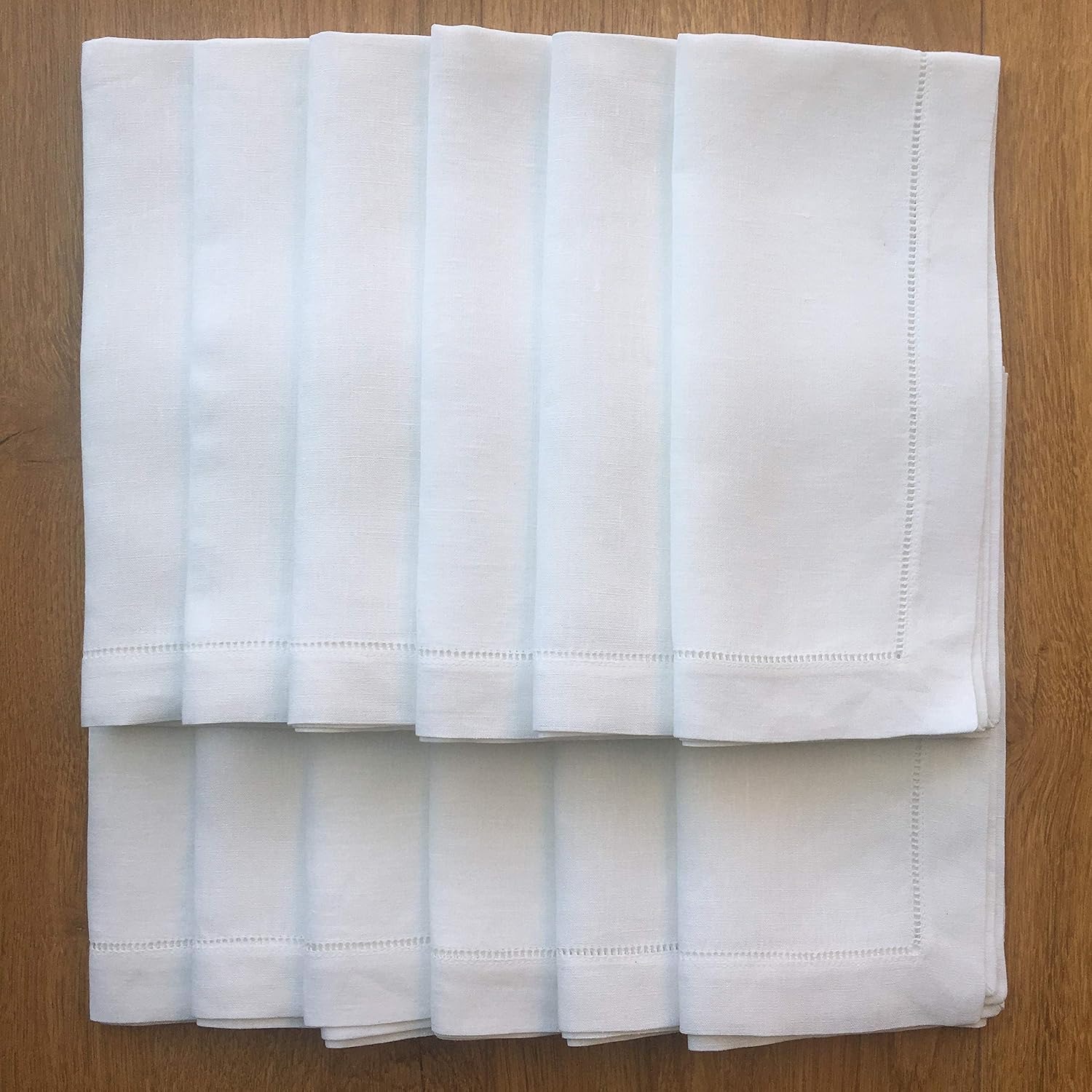 White Linen Hemstitch Napkins Set of 12