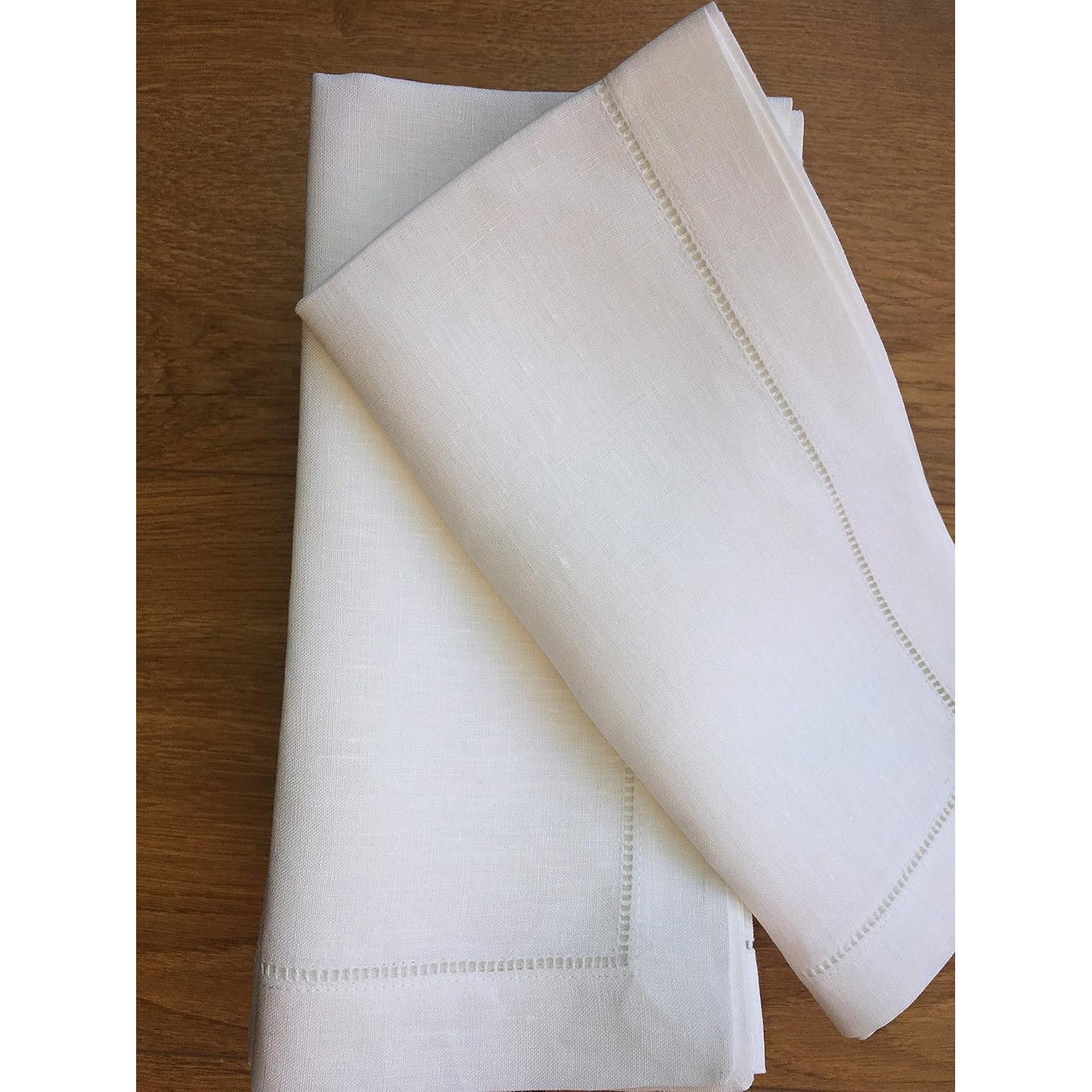 White Linen Hemstitch Napkins Set of 12