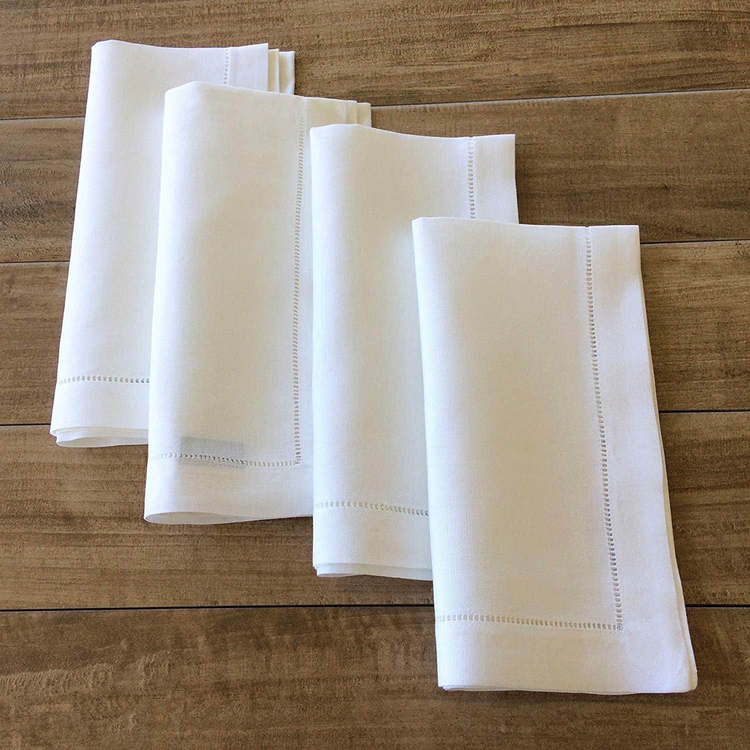White Linen Hemstitch Napkins Set of 12