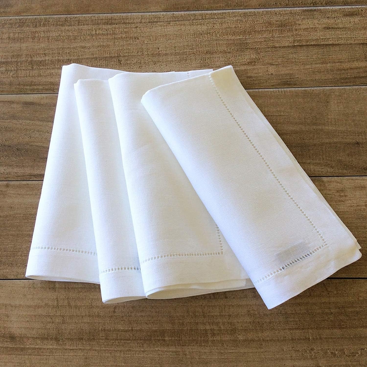 White Linen Hemstitch Napkins Set of 12: image 7