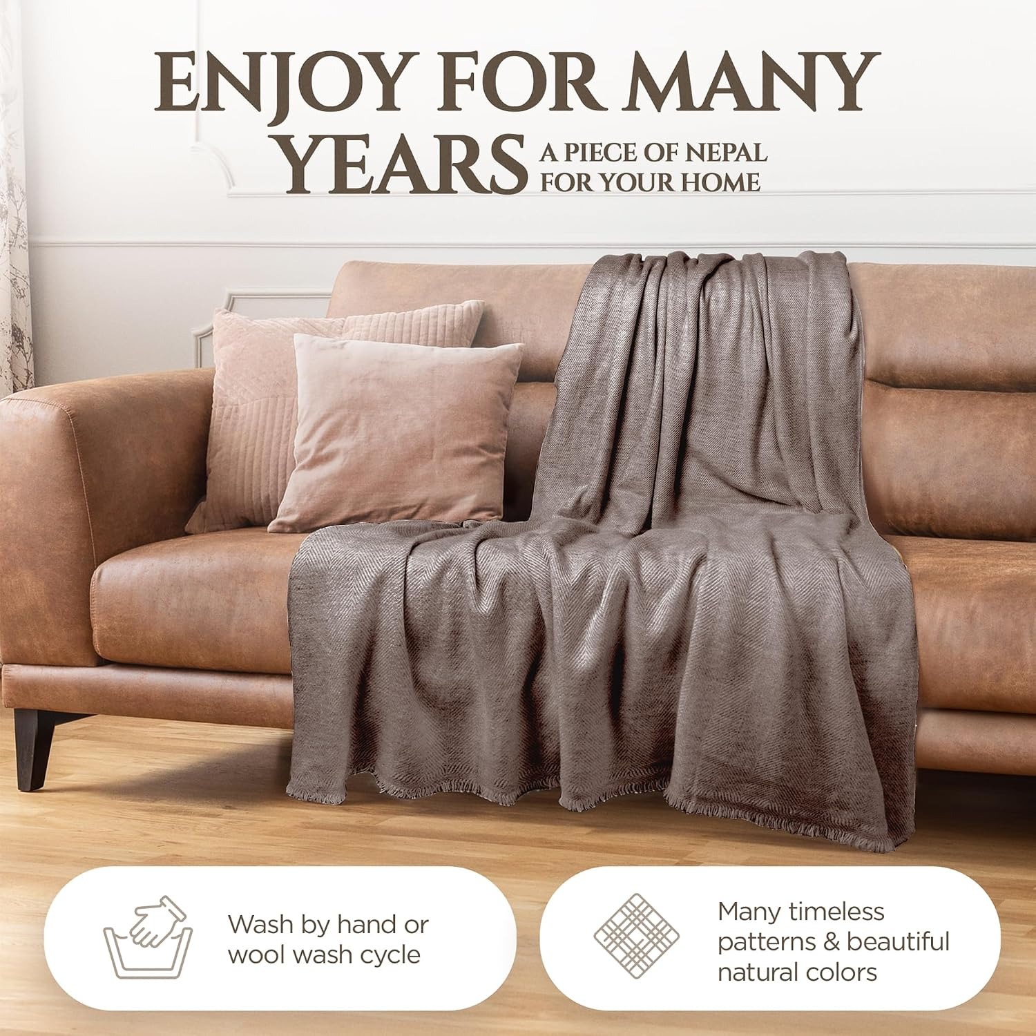 Handwoven Pure Cashmere Blanket 125 x 250 cm: image 5