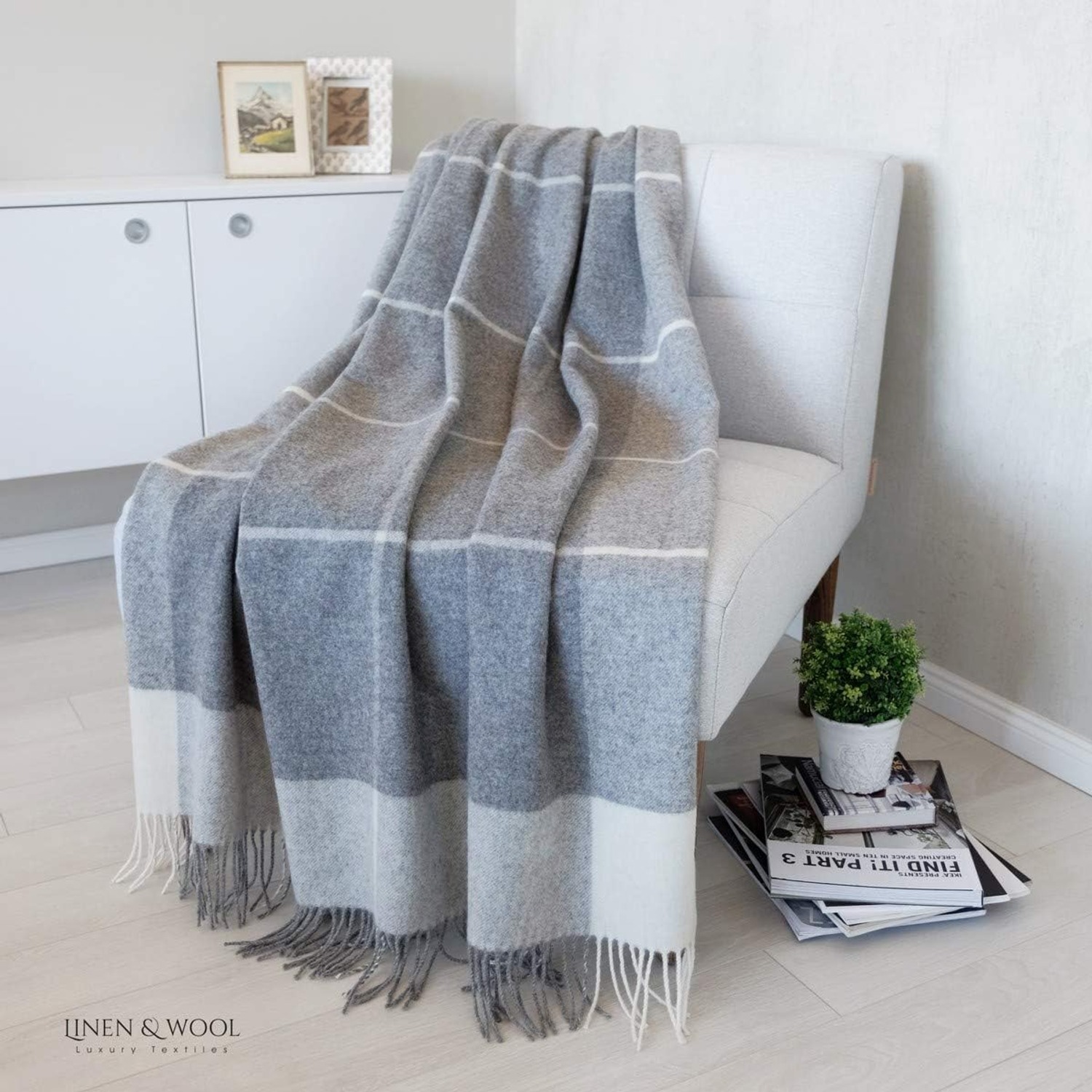 Olivia Merino Wool Check Blanket 140 x 200 cm: image 2