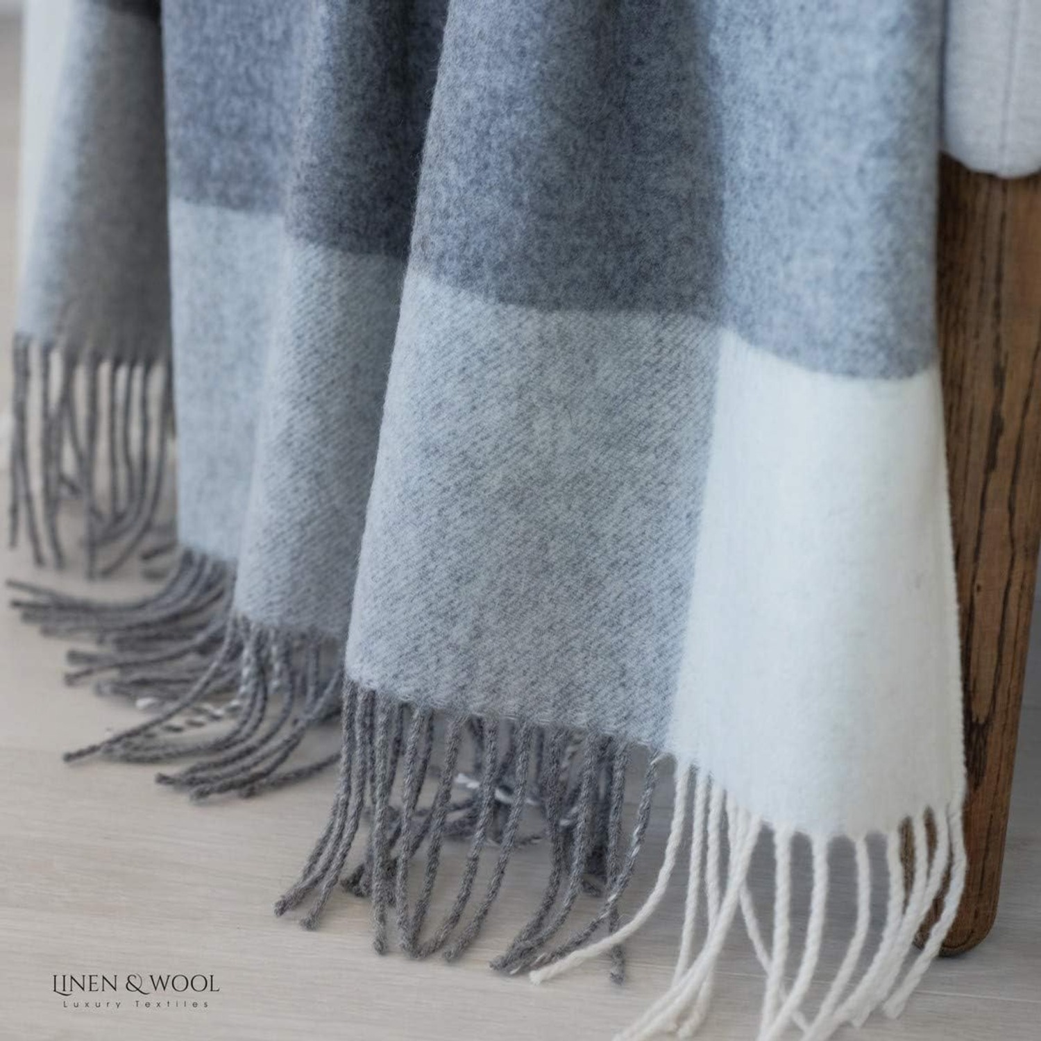 Olivia Merino Wool Check Blanket 140 x 200 cm: image 6